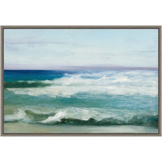 Picture of Amanti Art Azure Ocean by Julia Purinton Framed Canvas Wall Art Print, 16inH x 23inW, Greywash