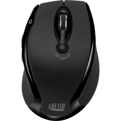 Picture of Adesso iMouse M20B - Wireless Ergonomic Optical Mouse - Optical - Wireless - Radio Frequency - 2.40 GHz - Black - USB - 1500 dpi - Scroll Wheel - 6 Button(s) - Right-handed