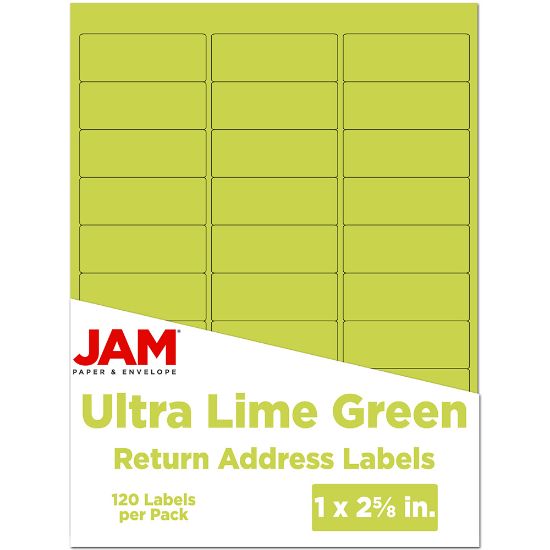 Picture of JAM Paper Mailing Address Labels, Rectangle, 2 5/8in x 1in, Lime Green, Pack Of 120