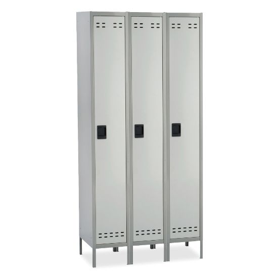 Picture of Safco Single-Tier Two-Tone 3-Column Locker With Legs, 78inH x 54inW x 12inD, Gray