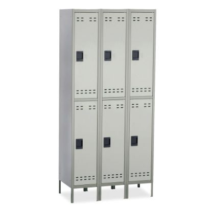 Picture of Safco Double-Tier Two-Tone 3-Column Locker With Legs, 78inH x 36inW x 18inD, Gray