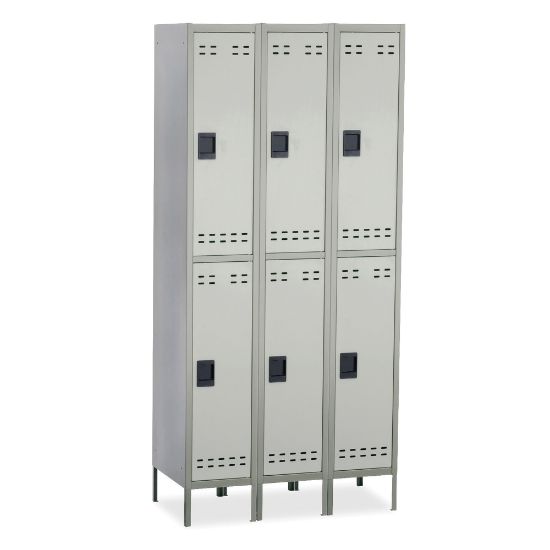 Picture of Safco Double-Tier Two-Tone 3-Column Locker With Legs, 78inH x 36inW x 18inD, Gray