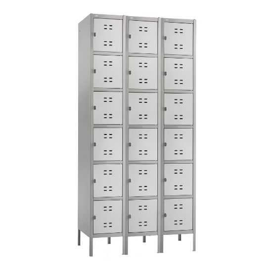 Picture of Safco Six-Tier Two-Tone 3-Column Locker With Legs, 78inH x 36inW x 18inD, Gray