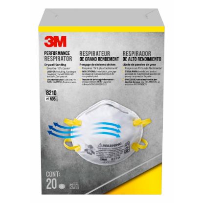 Picture of 3M Performance N95 Drywall Sanding Respirators, White, Pack Of 20 Respirators, 8210D20-DC