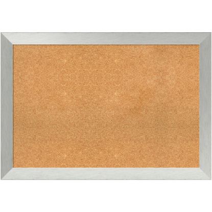 Picture of Amanti Art Cork Bulletin Board, 28in x 40in, Natural, Brushed Sterling Silver Wood Frame