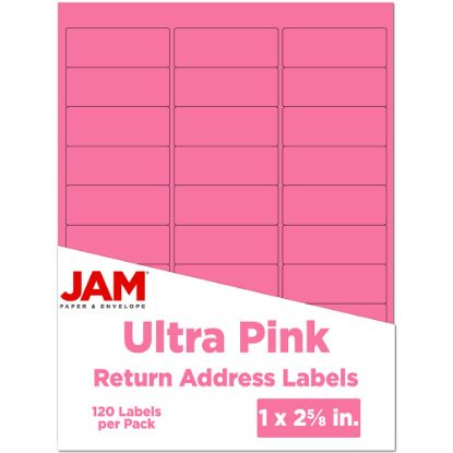 Picture of JAM Paper Mailing Address Labels, Rectangle, 2 5/8in x 1in, Pink, Pack Of 120