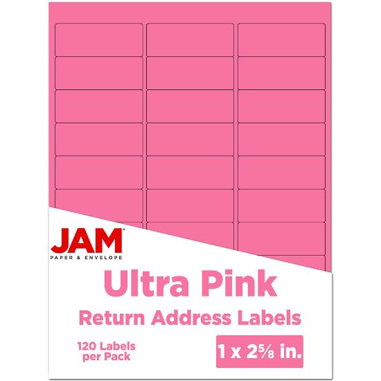 Picture of JAM Paper Mailing Address Labels, Rectangle, 2 5/8in x 1in, Pink, Pack Of 120