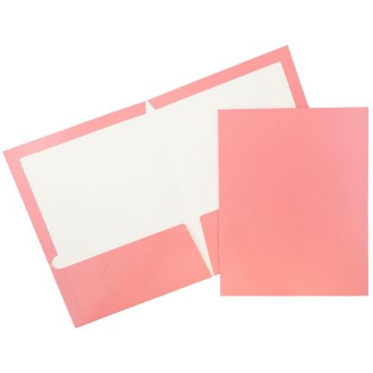 Picture of JAM Paper Glossy 2-Pocket Presentation Folders, Baby Pink, Pack of 6