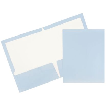 Picture of JAM Paper Glossy 2-Pocket Presentation Folders, Baby Blue, Pack of 6