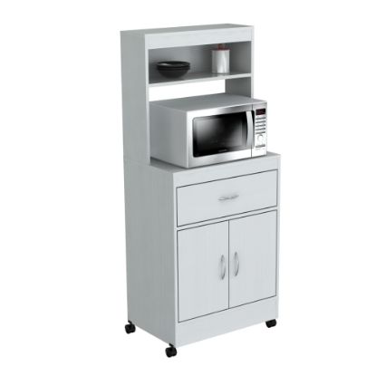 Picture of Inval Storage Cabinet With Microwave Stand, 2 Shelves, 54inH x 24inW x 16inD, Laricina White