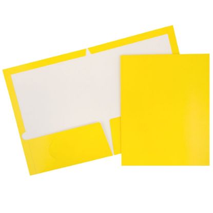 Picture of JAM Paper Glossy 2-Pocket Presentation Folders, Yellow, Pack of 6