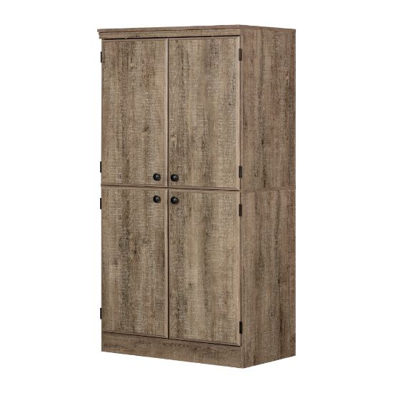 Picture of South Shore Morgan 4-Door Storage Armoire, 69-1/2inH x 33inW x 19-1/2inD, Weathered Oak