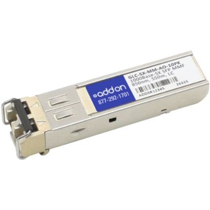 Picture of AddOn 10-Pack of Cisco GLC-SX-MM Compatible TAA Compliant 1000Base-SX SFP Transceiver (MMF, 850nm, 550m, LC) - 100% compatible and guaranteed to work