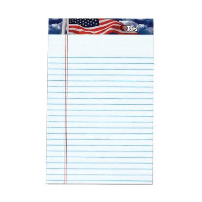 Picture of TOPS American Pride Writing Tablet, 5in x 8in, Jr. Size, Legal Rule, White, 50 Sheets Per Pad, Pack Of 12 Pads