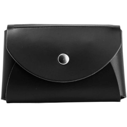 Picture of JAM Paper Leather Business Card Case, Round Flap, 2 1/4in x 3 1/2in x 3/4in, Black