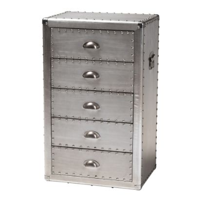 Picture of Baxton Studio Davet 5-Drawer Accent Storage Cabinet, Silver