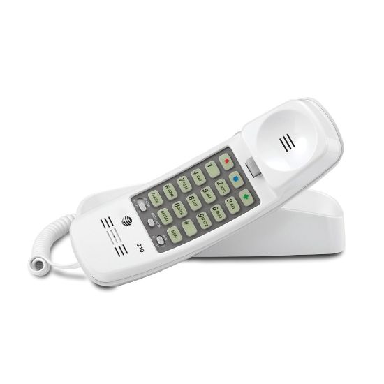 Picture of AT&T 210 Corded Trimline Phone with Speed Dial and Memory Buttons, White