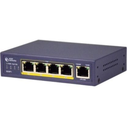 Picture of Amer 5 Port 10/100/1000 Desktop Switch with 4 PoE ports - 5 Ports - Gigabit Ethernet - 10/100/1000Base-T - 2 Layer Supported - Twisted Pair - Desktop, Wall Mountable, Under Table - 3 Year Limited Warranty