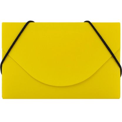 Picture of JAM Paper Plastic Business Card Case With Round Flap, 3 1/2in x 2 1/4in x 1/4in, Yellow