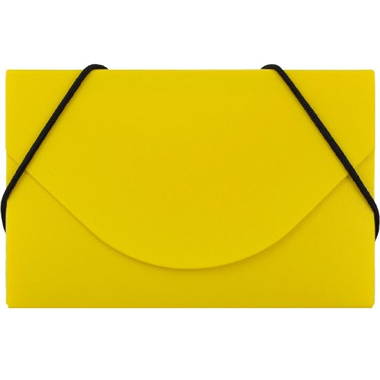 Picture of JAM Paper Plastic Business Card Case With Round Flap, 3 1/2in x 2 1/4in x 1/4in, Yellow