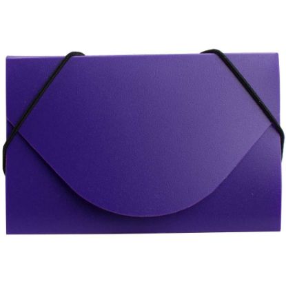 Picture of JAM Paper Plastic Business Card Case With Round Flap, 3 1/2in x 2 1/4in x 1/4in, Purple