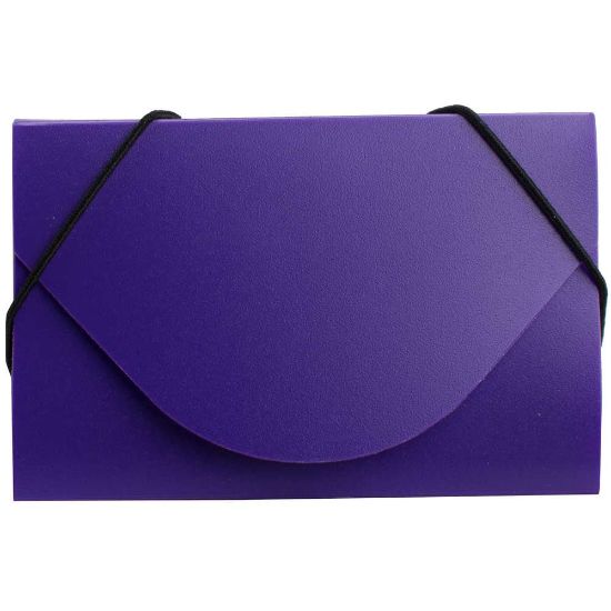 Picture of JAM Paper Plastic Business Card Case With Round Flap, 3 1/2in x 2 1/4in x 1/4in, Purple