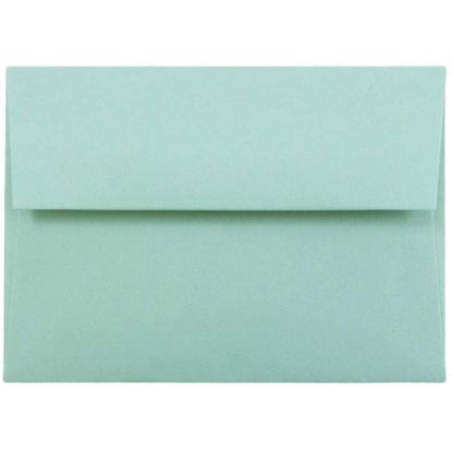 Picture of JAM Paper Booklet Envelopes, #4 Bar (A1), Gummed Seal, Aqua Blue, Pack Of 25