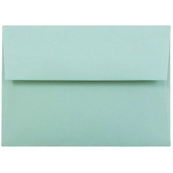 Picture of JAM Paper Booklet Envelopes, #4 Bar (A1), Gummed Seal, Aqua Blue, Pack Of 25