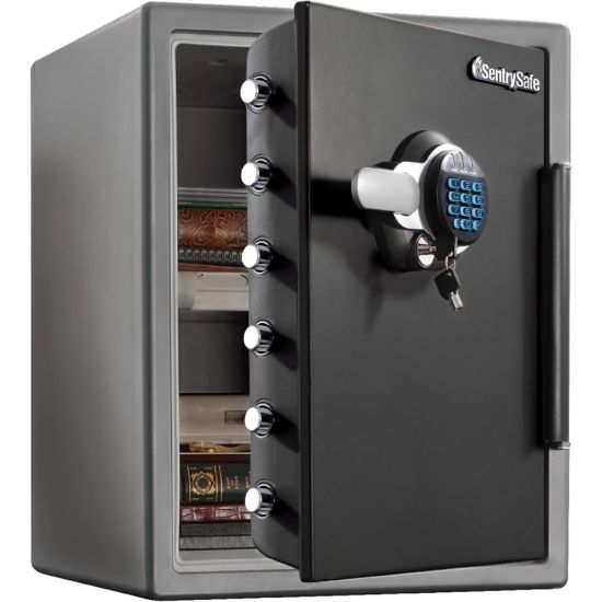 Picture of Sentry Safe Digital Fire/Water Safe - 2 ft� - Digital, Programmable, Dual Key Lock - 4 Live-locking Bolt(s) - Fire Proof, Water Resistant, Pry Resistant  - Internal Size 19.60in x 14.80in x 11.90in - Overall Size 23.8in x 18.6in x 19.3in - Gray - Steel, S