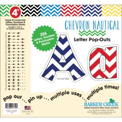 Picture of Barker Creek Letter Pop-Outs, 4in, Chevron Nautical, Set Of 255