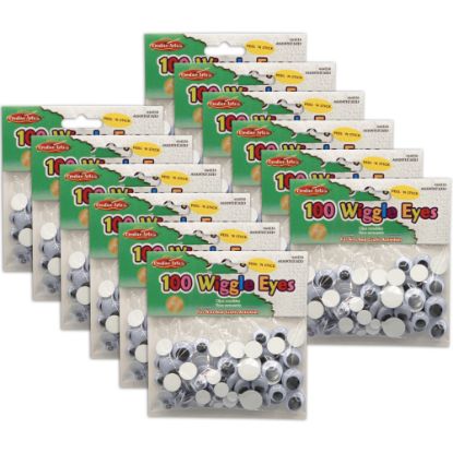 Picture of Charles Leonard Peel N Stick Wiggle Eyes, Black, 100 Eyes Per Pack, Set Of 12 Packs