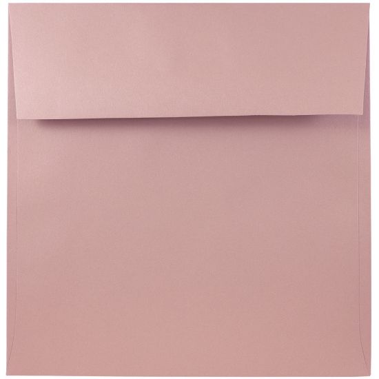 Picture of JAM Paper Color Square Invitation Envelopes, 8 1/2in x 8 1/2in, Gummed Seal, Baby Pink, Pack Of 25