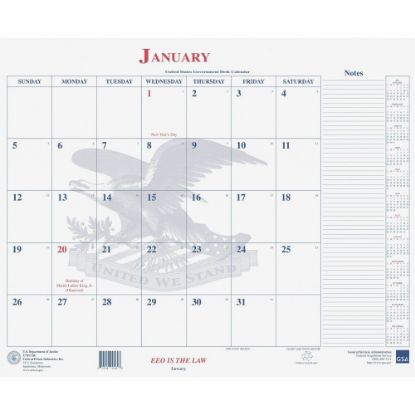 Picture of Unicor Blotter Style Monthly Calendar Pad - Monthly - 12 Month - January 2025 - December 2025 - 1 Month Single Page Layout - 22in Sheet Size - Desk, Desk Pad - White - Unruled Daily Block, Ruled Column, Top Bound - 1 Each