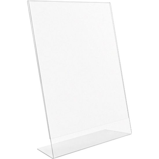 Picture of Lorell L-base Acrylic Slanted Sign Holder Stand, 8-1/2in x 11in, Clear, Pack Of 3