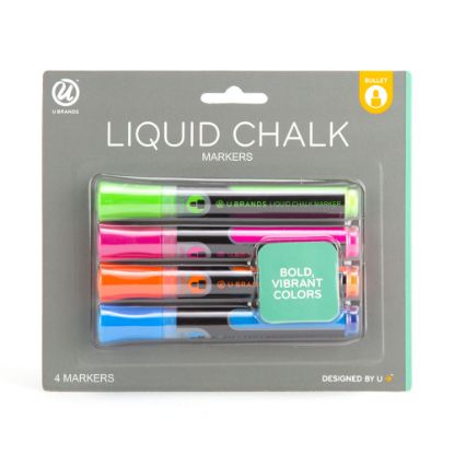 Picture of U Brands Liquid Chalk Markers, Bullet Tip, Assorted Ink Colors, Pack Of 4 Markers