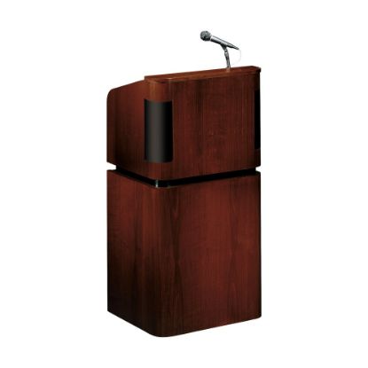 Picture of Oklahoma Sound? Tabletop & Base Combo Sound Lectern With Headset Wireless Microphone, Mahogany/Walnut