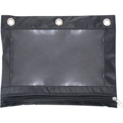 Picture of Advantus Binder Pencil Pouch - 3 x Holes - Ring Binder - Rectangular - Black, Clear - Vinyl - 1 Each