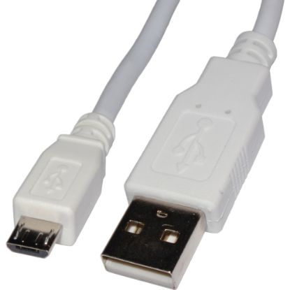 Picture of 4XEM Micro USB Cable - 3 ft USB Data Transfer Cable for Cellular Phone, Digital Text Reader - First End: 1 x USB 2.0 Type A - Male - Second End: 1 x Micro USB 2.0 Type B - Male - White