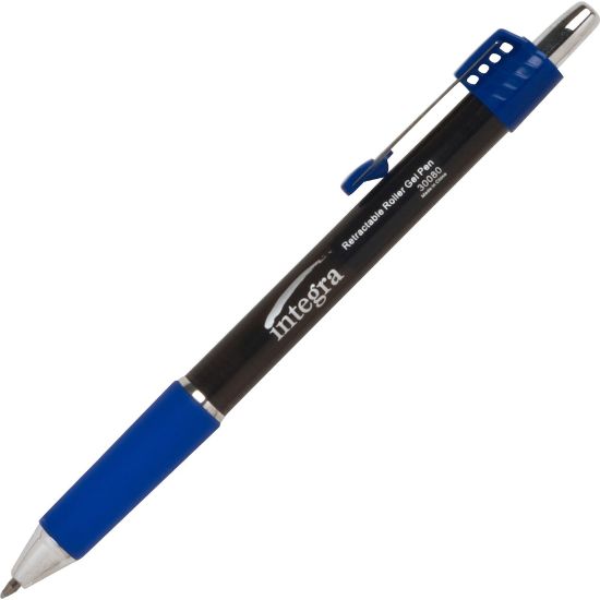 Picture of Integra Retractable Roller Gel Pen with Metal Clip - 0.7 mm Pen Point Size - Retractable - Blue Gel-based Ink - Blue Barrel - 12 / Dozen