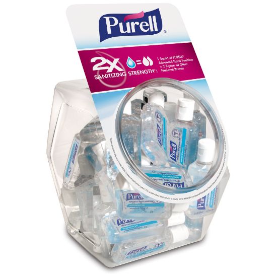 Picture of Purell Advanced Hand Sanitizer Refreshing Gel, 1 Oz, Clean Scent, 1 Fl Oz Travel Size Flip-Cap Bottle with Display Bowl,  Pack Of 36