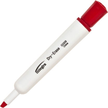 Picture of Integra Chisel Point Dry-erase Markers - Chisel Marker Point Style - Red - 12 / Dozen