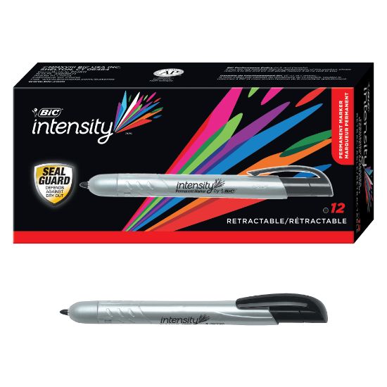 Picture of BIC Intensity Retractable Permanent Markers, Fine Point, Black, Pack Of 12 Markers