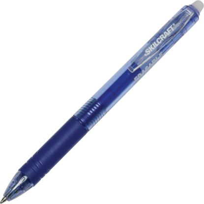 Picture of SKILCRAFT Eco-Bottle Retractable Gel Pens, 0.7 mm, Transparent Blue Barrel, Blue Ink, Pack Of 12