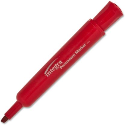 Picture of Integra Permanent Chisel Markers, Red, Pack Of 12