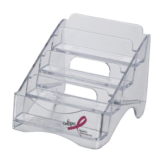 Picture of Officemate Breast Cancer Awareness 4 Tier Business Card Holder, Clear