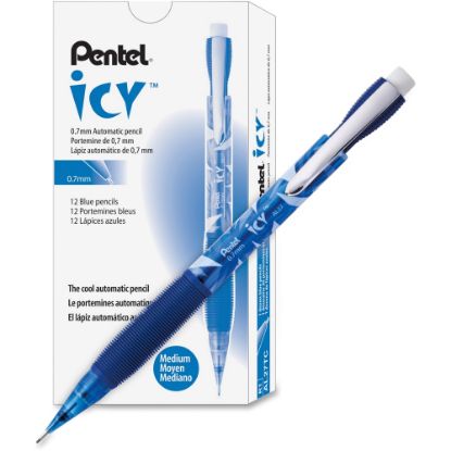 Picture of Pentel Icy Mechanical Pencil, 0.7mm, #2 Lead, Blue/Transparent Barrel, Pack Of 12