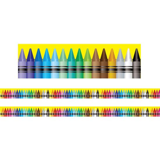 Picture of Charles Leonard Rectangle Cut Borders/Trims, Crayon, 24' Per Pack, Set Of 2 Packs