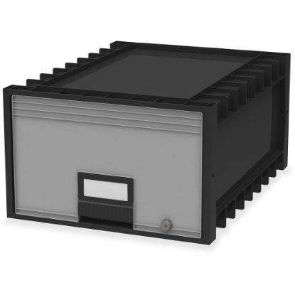 Picture of Storex Archive Storage Box - External Dimensions: 18.3in Length x 11.5in Width x 24.4in Height - Heavy Duty - Stackable - Black, Gray - For Storage - Recycled - 1 Each