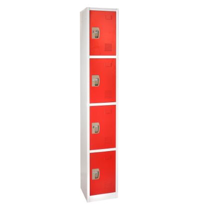 Picture of Alpine AdirOffice 4-Tier Steel Lockers, 72inH x 12inW x 12inD, Red, Pack Of 4 Lockers