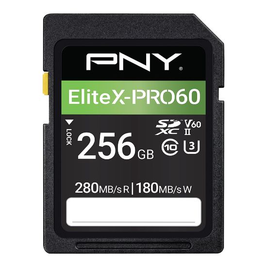 Picture of PNY EliteX-PRO60 Class 10 U3 V60 UHS-II SDXC Flash Memory Card, 256GB, P-SD256V60280EXP6-GE